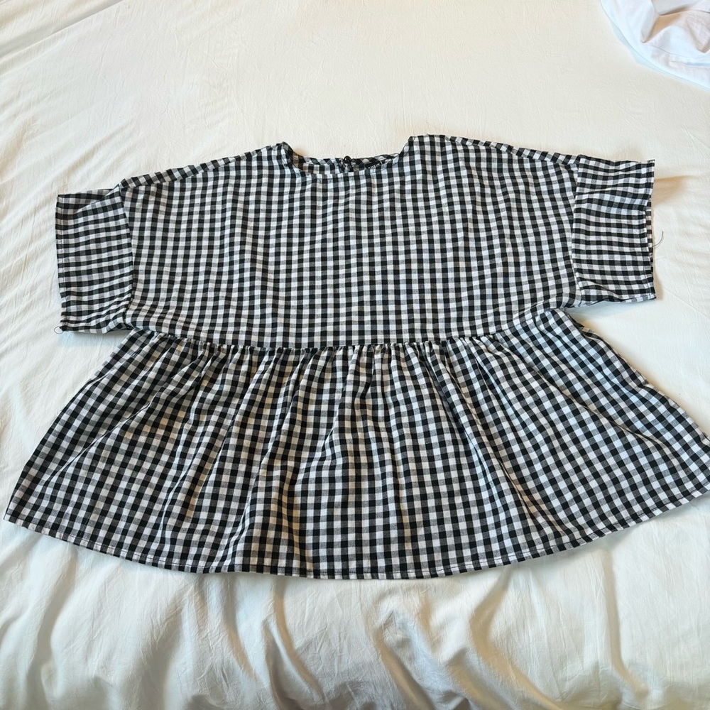 Gingham Babydoll Top